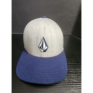 Volcom Flexfit Hat L XL Two‎ Tone Gray Blue Snapback Baseball Cap